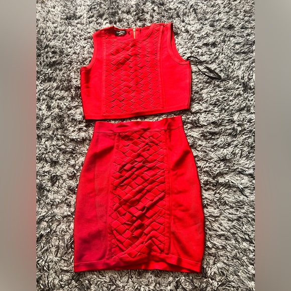 BEBE Red Bandage 2 piece dress - M - Picture 1 of 3
